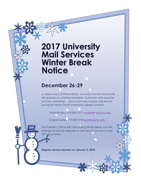 2017 Winter Break Notice flyer image