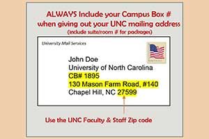 UNC Mailing Address on envelope